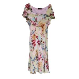 Vintage Size 14 Newport News Multicolor Floral Whimsical Y2K Fairycore Dress